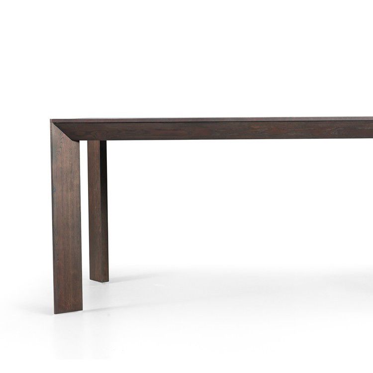 Mesa rectangular de madera maciza de pino, mesa de comedor moderna de color marrón oscuro con 4 patas para restaurante
