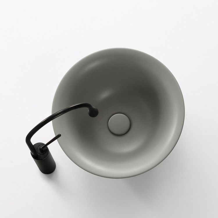 Modern Bathroom Sink Porcelain Round with Pop-Up Drain Vessel Bathroom Sink