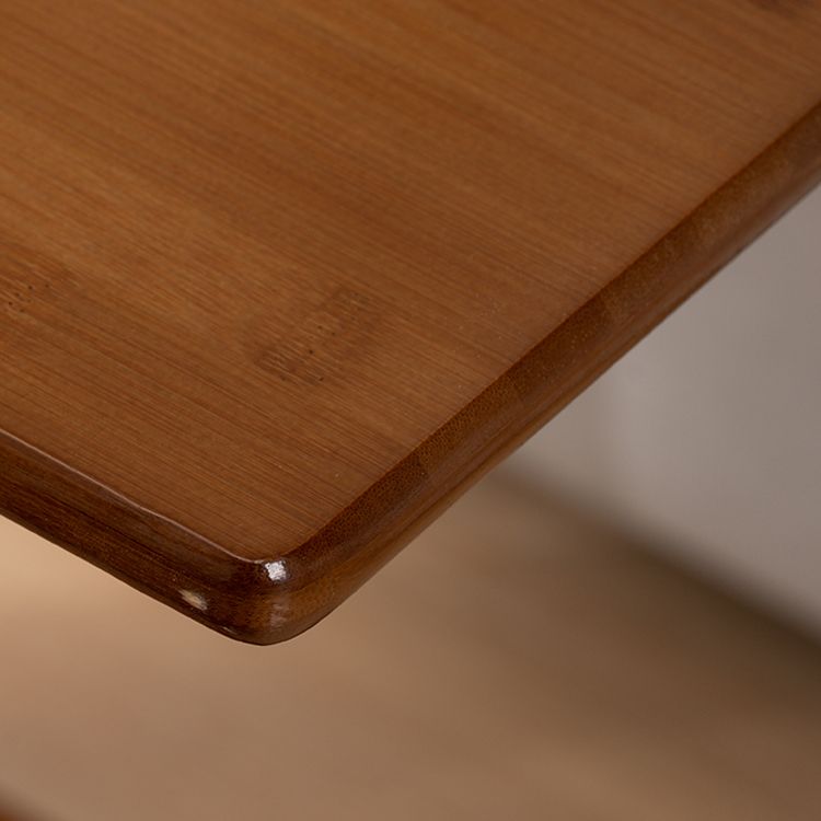 Modern Brown Side Table Rectangular C Table with Shelf for Living Room