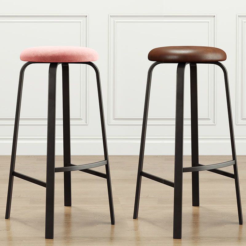 Modern Stackable Footrest Barstool Matte Finish Upholstered Home Stool