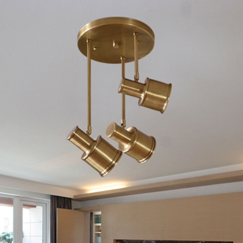 Couloir cylindrique Prède Light Light Colonial 3 Lights Gold Rotatable Suspended Lighting Ayémorrat
