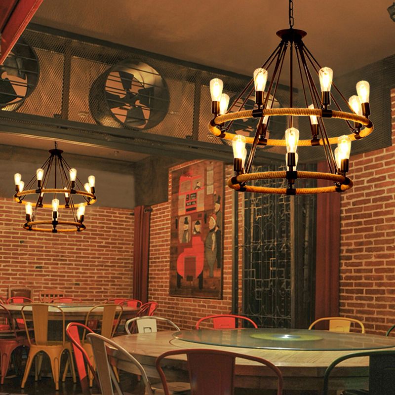 Candelier Costilla Ligera Circular Circular Costilería colgante colgante en negro