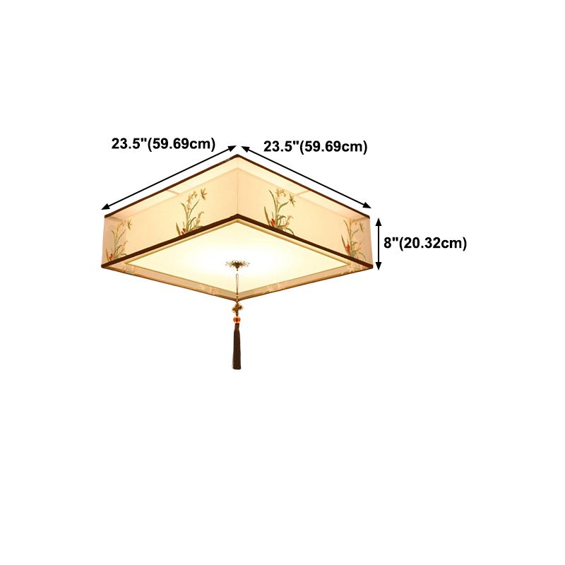 Traditional Style Fabric Ceiling Light Multi Lights Ceiling Mount Light