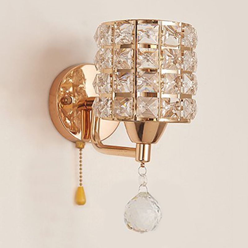 Lampada da parete interna di lusso moderno in metallo in metallo lampada parete con tonalità cristallina