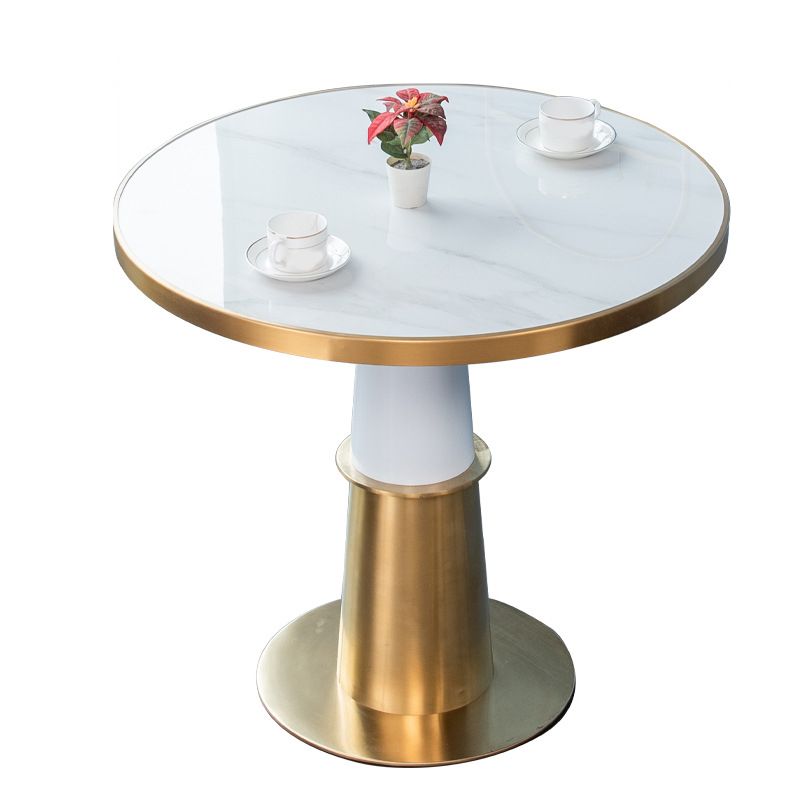 Faux Marble Glam Style Dining Set Round 1/5 Pieces Dining Set for Home Use