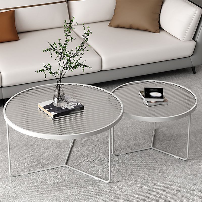 Trestle 2 Nesting Coffee Table Modern Tempered Glass 18'' Coffee Table Set