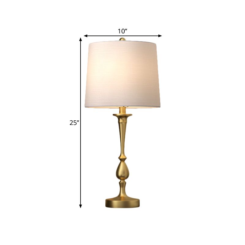Stofffassform Nachtlampe Antiquier 1-Licht Schlafzimmer Tischstand Beleuchtung in Schwarz/Silber/Gold