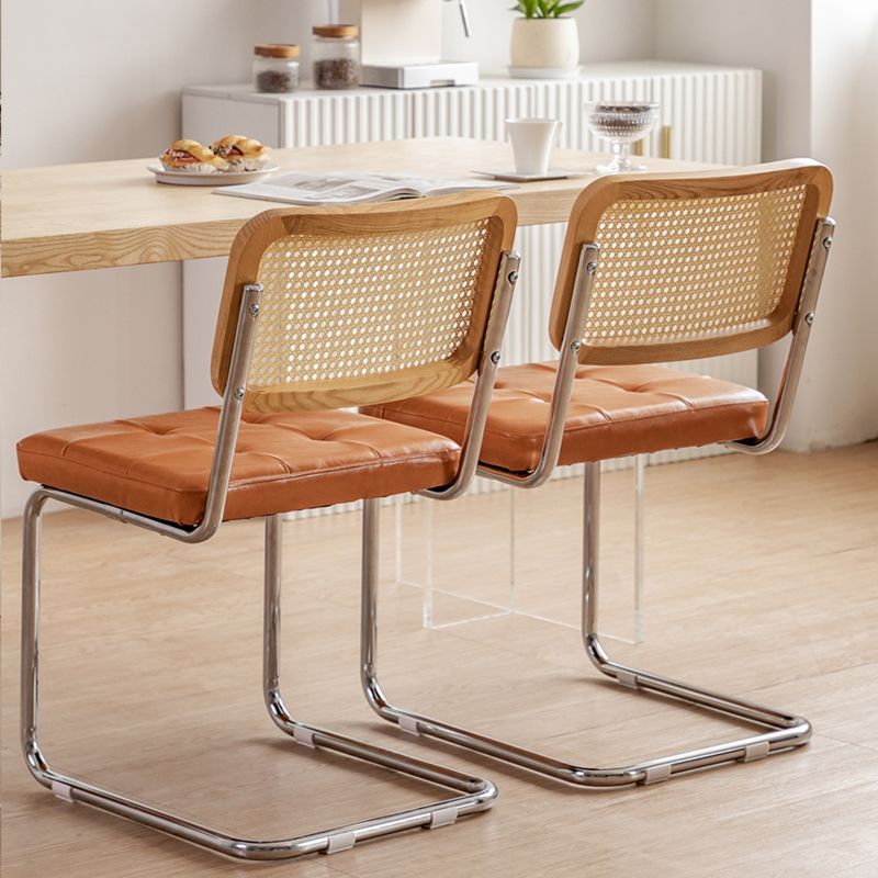 Industrial Side Chair Low Back Leather Dining Chair for Home
