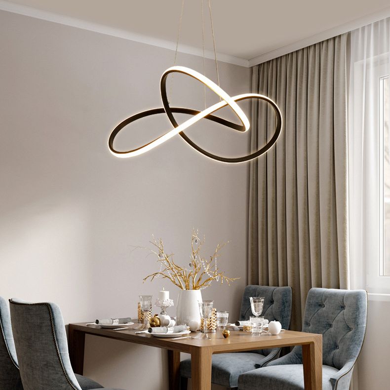 Acrílico espiral colgante lámpara de lámpara de estilo simple led lacera negra lámpara colgante