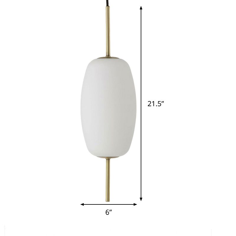 Verre blanc ovale suspendu plafonnier moderne 6 "/ 8" /8,5 "de large 1 Light Pendant Light for Dining Room