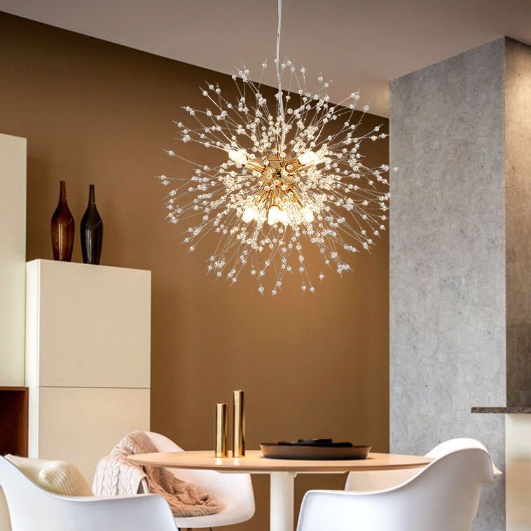 Crystal Dandelion lampadario in stile moderno Multi lampadina lampada sospesa per camera da pranzo camera da letto