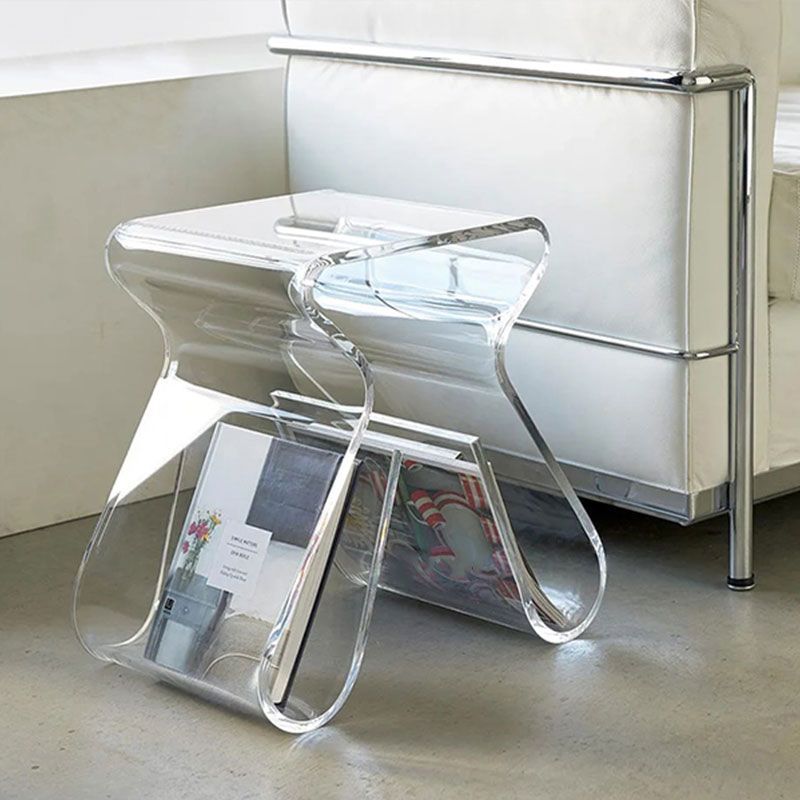 Ultra-Modern Side Table Acrylic Pedestal Accent Side Table for Living Room