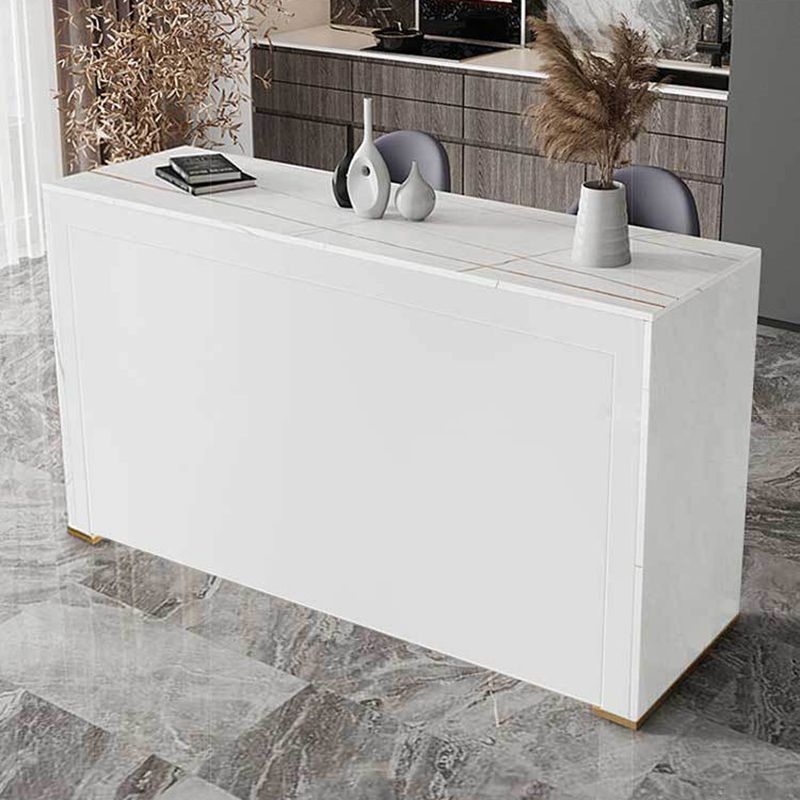 Modern Sintered Stone Bistro Table Rectangle Bar Table with Wooden Base