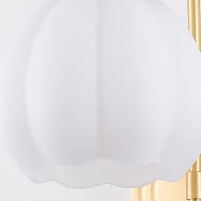 Modern Metal Wall Sconce Bud Shape Wall Light with Glass Shade for Bedroom in Gold