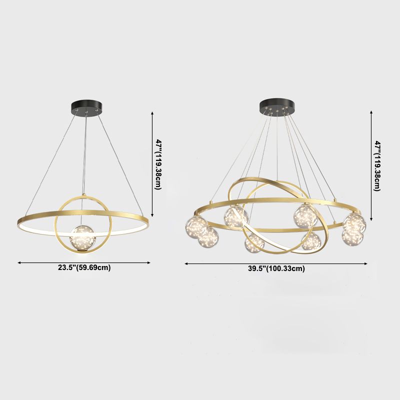 Moderne ring kroonluchter verlichtingsarmaturen multidichte restaurant hangende lamp met bol schaduw