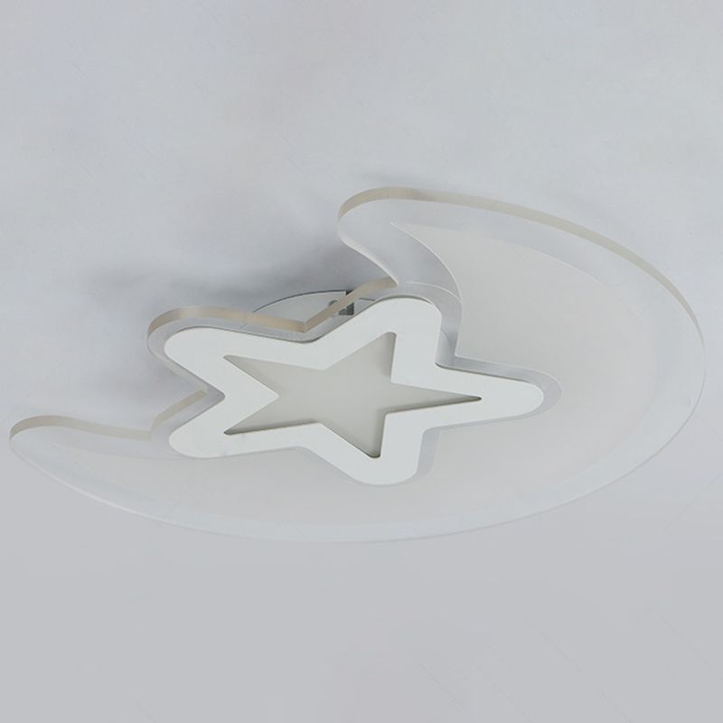 Metal Geometric Shape Flush Ceiling Light Kid Style 2 Lights Flush Mount Lighting in White