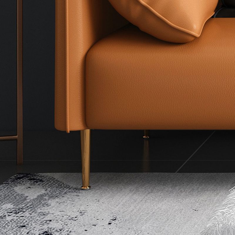 Faux Leather Modern Pillow Top Arm Sofa Standard Sofa for Living Room, Apartment