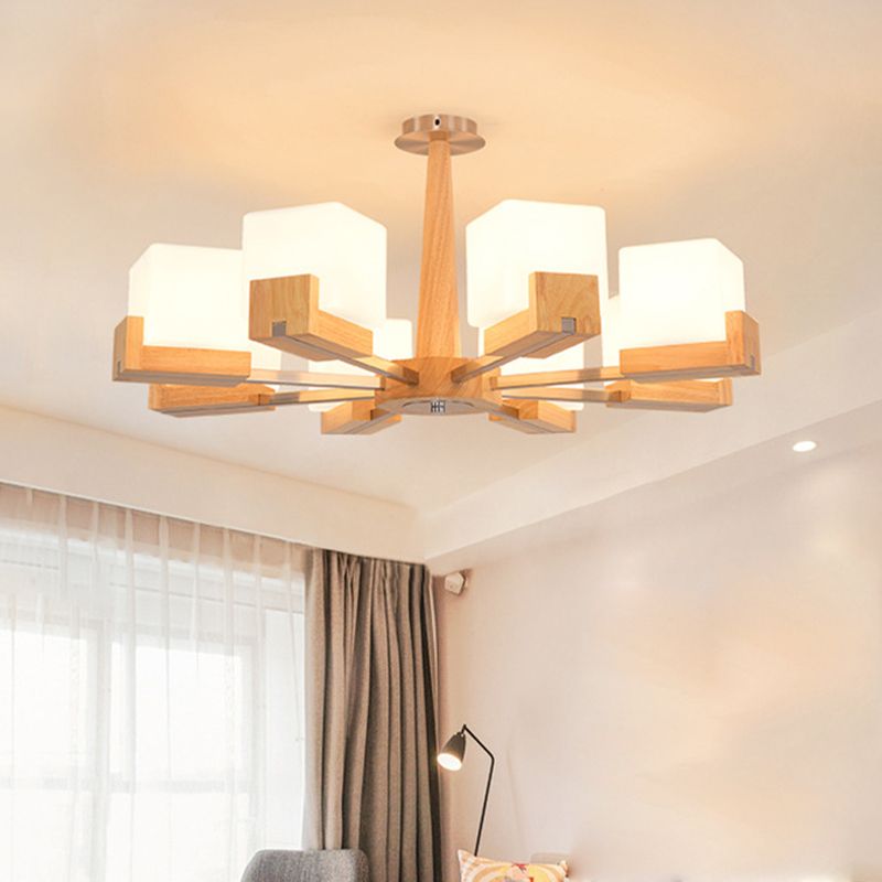 Quadratische Kronleuchterleuchte moderne weiße GlaSpendant Beleuchtung für das Restaurant