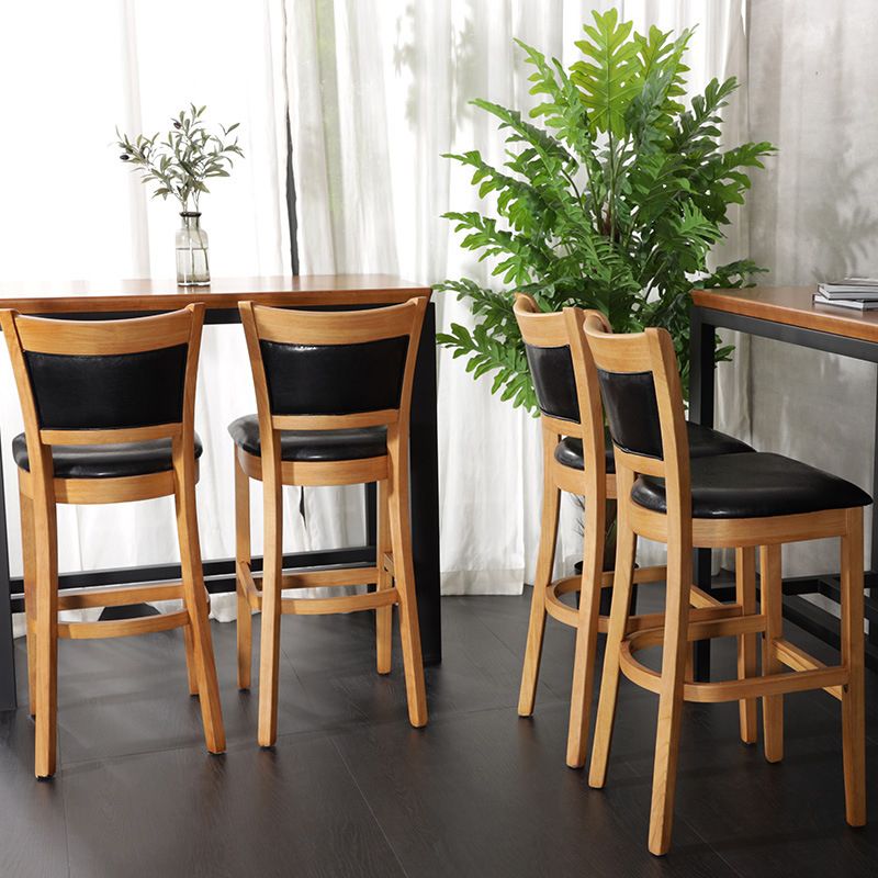 Industrial Solid Wood Counter Stool Faux Leather Counter Height Stools for Home Use