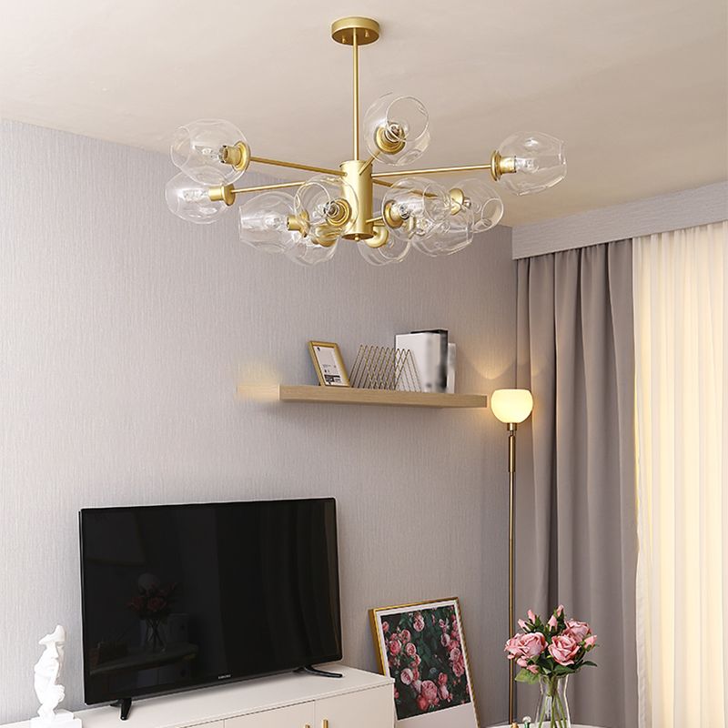 Starburst Chandelier Light Fixture Modern-Style Glass Living Room Ceiling Chandelier in Gold