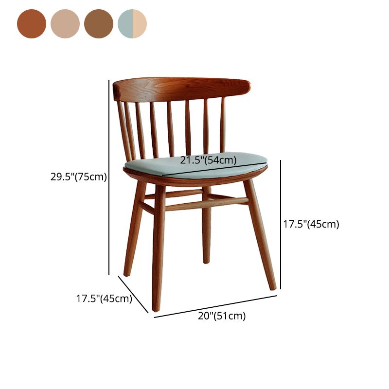Silla trasera Windsor contemporánea, silla sin brazos de comedor de madera maciza