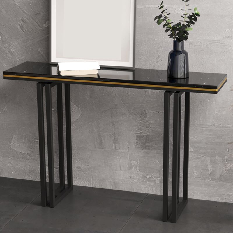 Contemporary Marble 4 Legs Console Table Rectangle Scratch Resistant Sofa Table