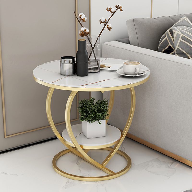 Modern 19.6"/23.6" Tall Round Slate Top Side Table Iron Abstract End Table