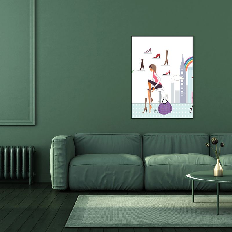 Toile imprimée nordique pour femmes urbaines, décoration murale texturée de couleur Pastel pour salon