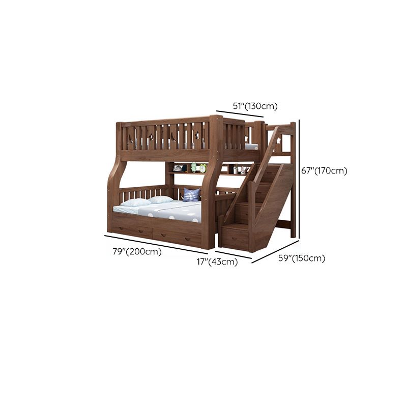 Mid-Century Modern Storage Bunk Bed Solid Wood Gender Neutral Kids Bed