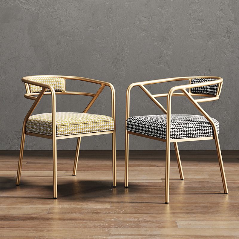 Silla de metal escandinavo Glam para comedor y cocina, sillón con respaldo abierto