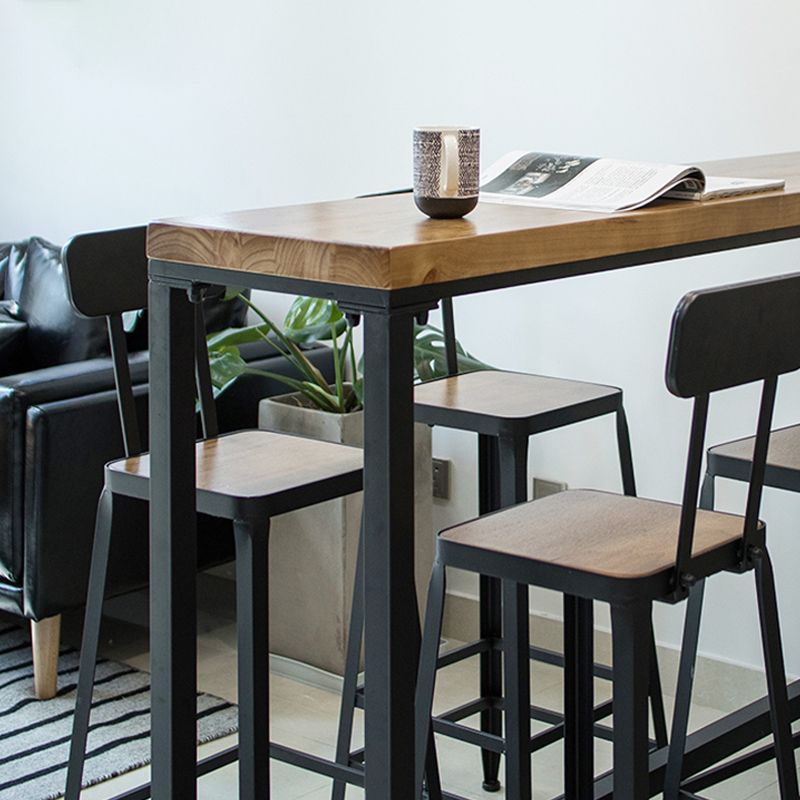1/5 Pieces Industrial Rectangular Pub Table Set Wooden Counter Table with High Stools