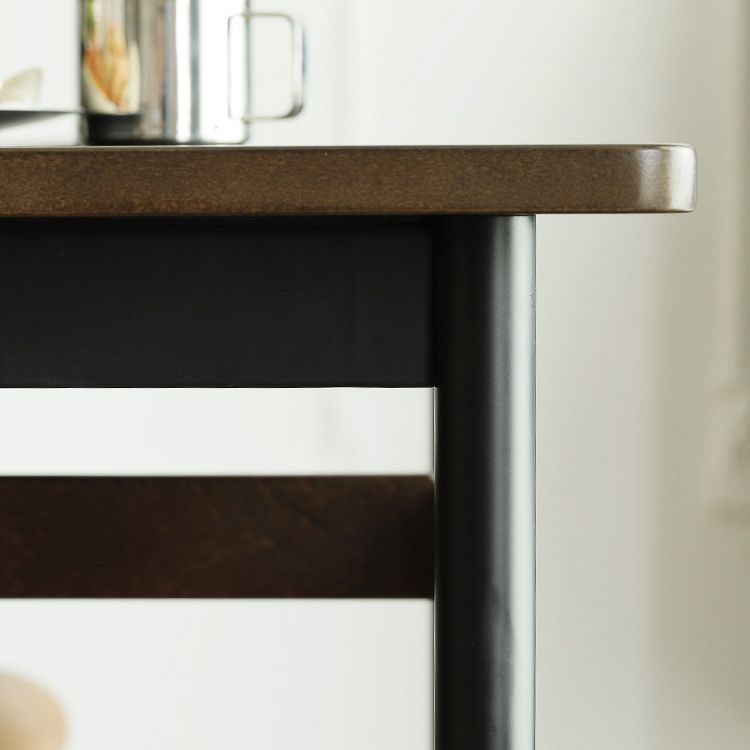 Modern Style Solid Wood Dining Set with Brown Table and 4 Metal Legs Base for Home Use