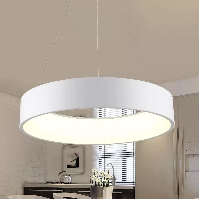 Circular/Squared Metal Pendant Ceiling Light Simple 1 Head Gray/White Ceiling Hanging Lamp in Warm/White/Third Gear Light, 18"/23.5" Wide