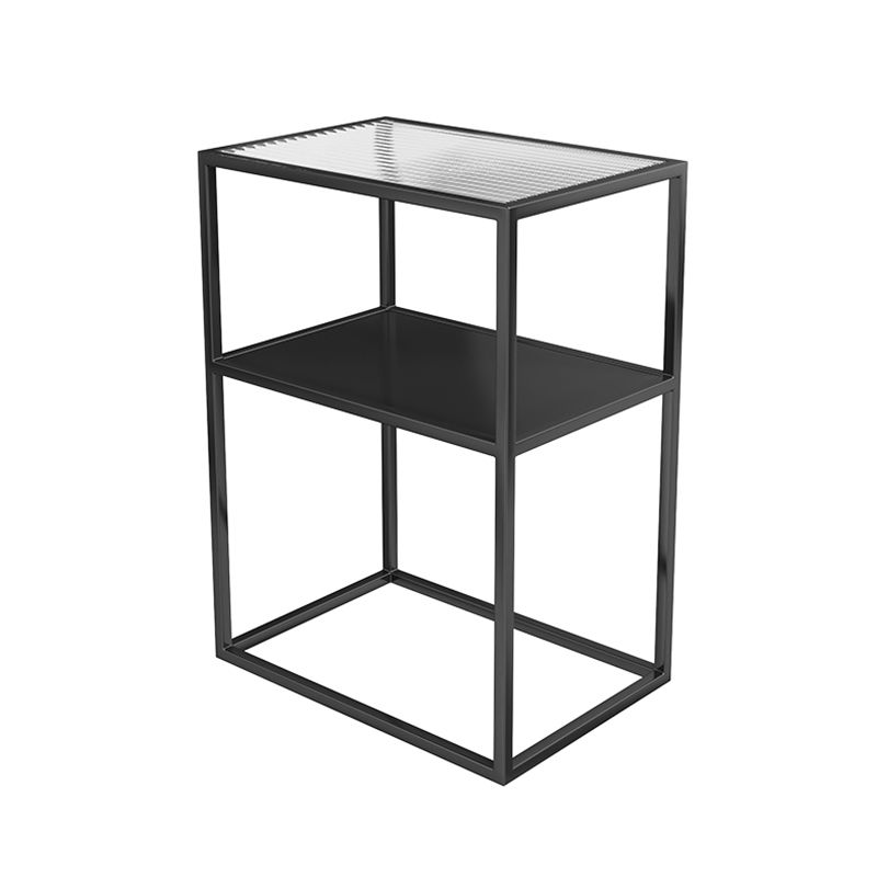 Frame End Slide Table Rectangular Double Tier Corner Table with Storage