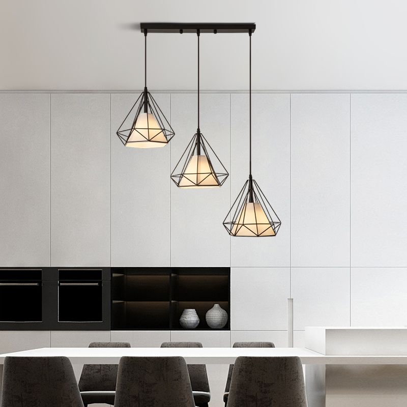 Forme de diamant Éclairage suspendu de style postmoderne Metal Light Pendant pour le chevet