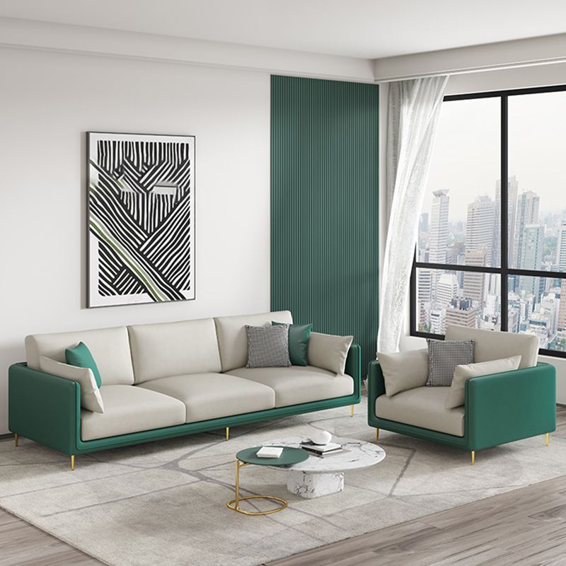 Faux Leather 3-seater Living Room Standard Cushions Glam Sofa