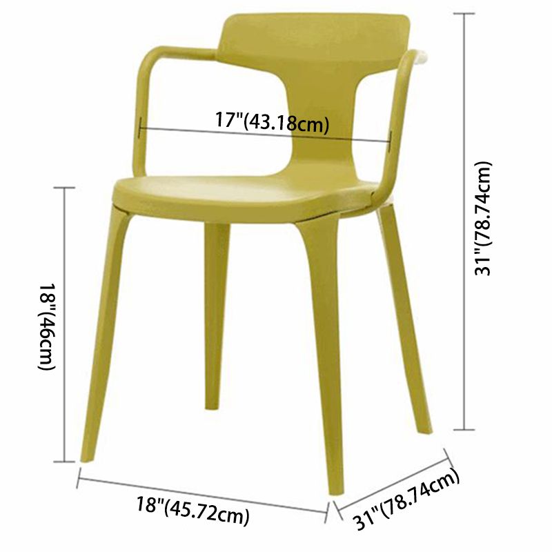 Chaise de bras à la maison contemporaine dos en plastique en plastique empilable chaise de salle à manger empilable