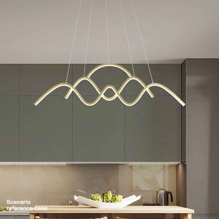 Wave Metal Suspension Pendant Light Contemporary Style LED Chandelier Lighting Fixture