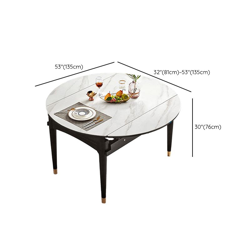 Sintered Stone Dining Table Round Drop-Leaf Dinner Table for Dining Room