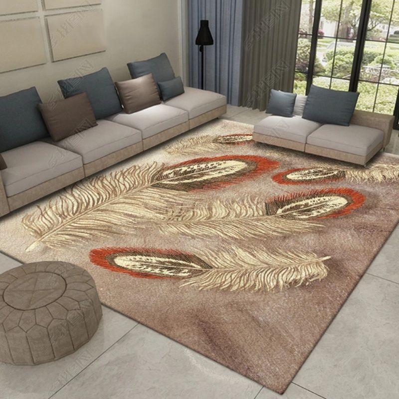 Brown Animals Pattern Rug Modern Polyester Area Carpet Stain Resistant Area Rug for Home Decor