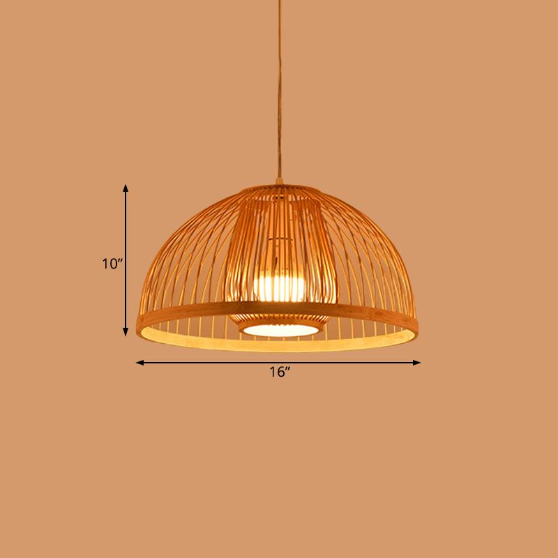 Asian Style Doomed Hanging Light Bambus Single Lampe Anhängerlampe über Esstisch, 16 "/18" Durchmesser