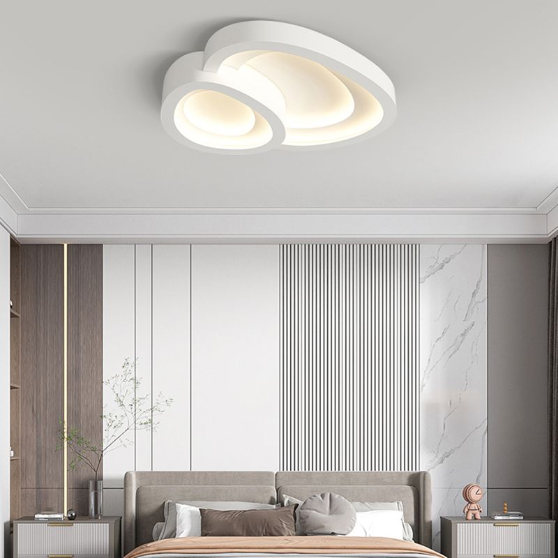 Nordic Style Ceiling Light Fixture White Flush Mount with Metal for Bedroom