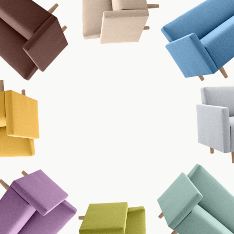 Modernistic Standard Sofa Pillows Square Arm 2 Seater Living Room Settee