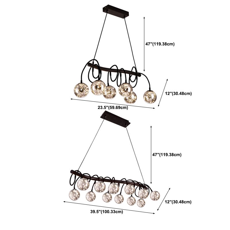 Zeitgenössische Inselleuchte Glasphere Island Lichter in Schwarz