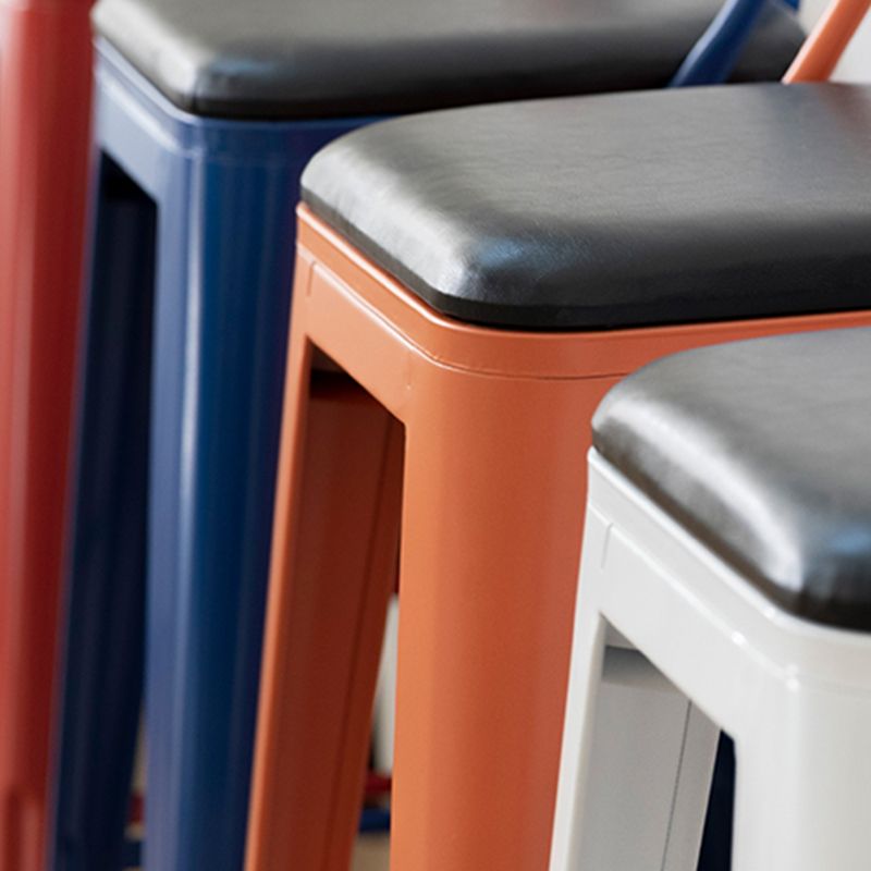 Nordic Armless Backrest Counter Stool Iron Cafe Bar Stool with Seat and Pedal