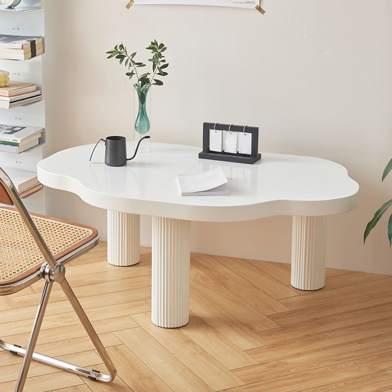 Contemporary White Coffee Cocktail Table Rectangle Wood Coffee Table Set