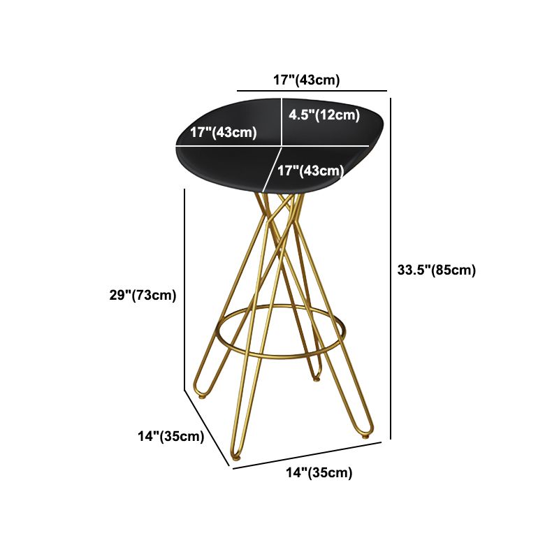 Glam Metal Barstool Plastic Counter Stool in Matte Finish for Indoor