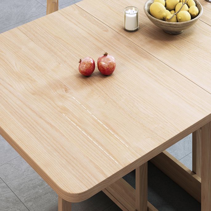Modern Dining Table Foldable Rectangle Tabletop with Wood Base