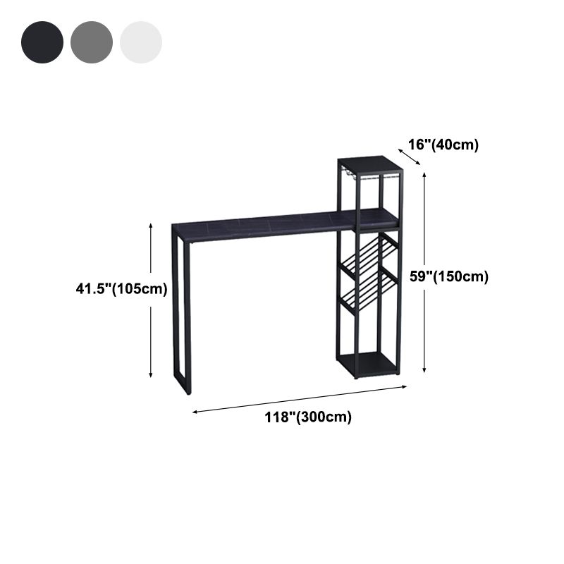 Modern Rectangle Bistro Bar Height Cocktail Table Marble Sled Indoor Bar Table