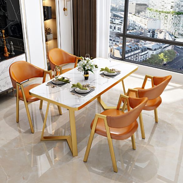 Nordic Traditional Height Sintered Stone Dining Table Rectangle Dining Room Set For Home